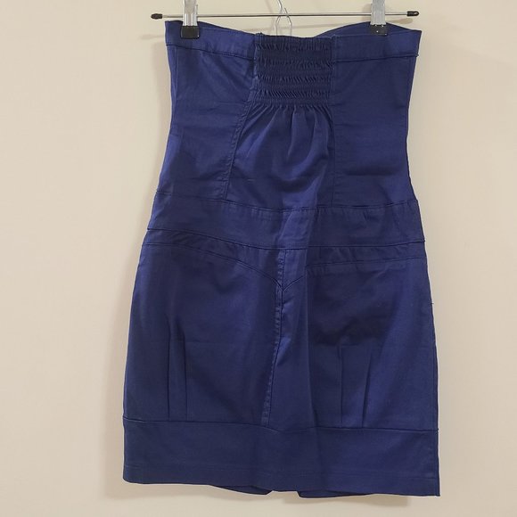 New without Tags FOXY JEANS Navy Blue Nautical Style Strapless Mini Dress - Picture 4 of 5